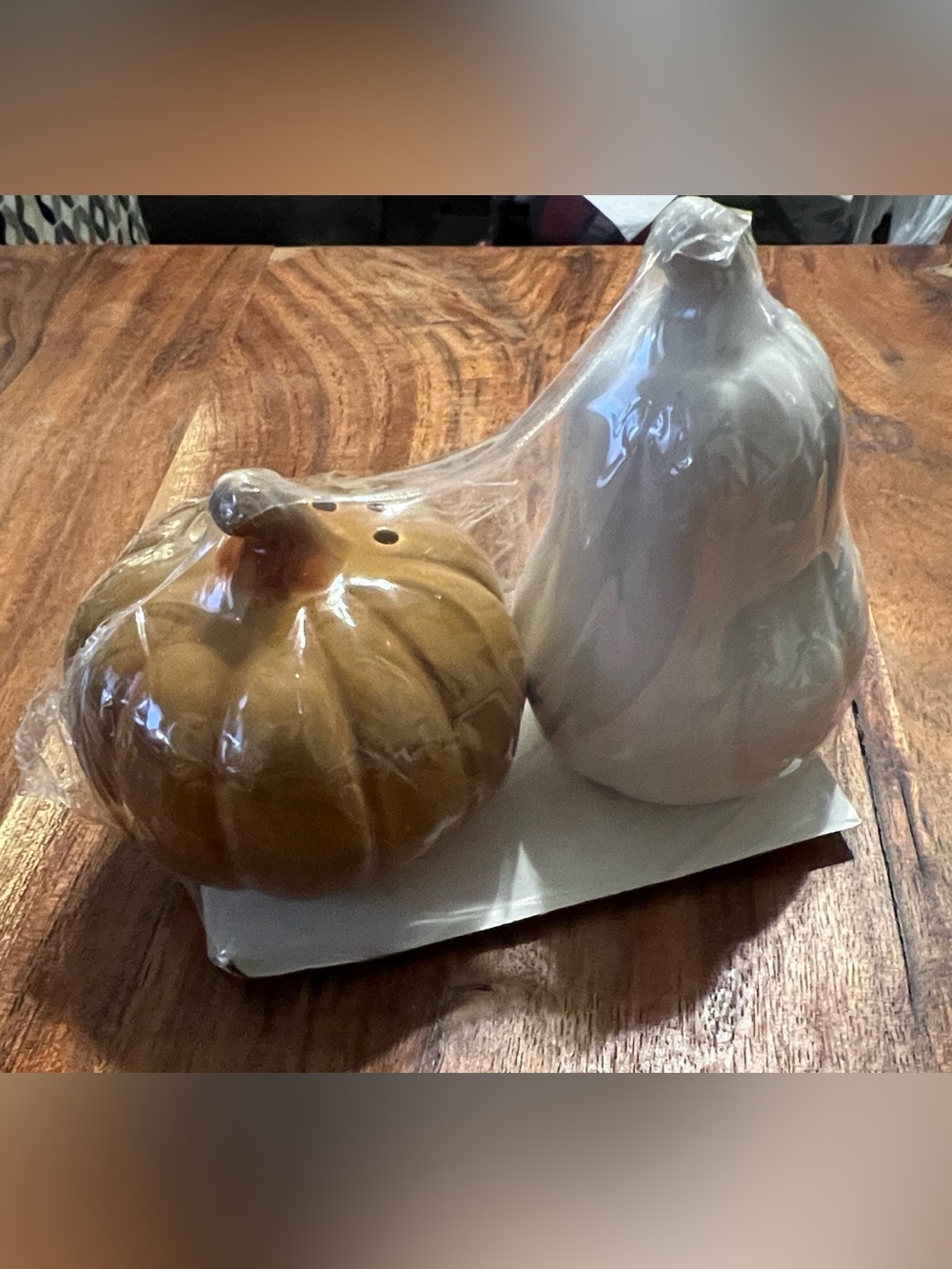 Pumpkin Gourd Ceramic Salt Pepper Shakers Fall Harvest Sealed